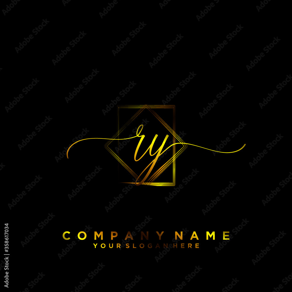 RY Initial handwriting logo vector	
 - obrazy, fototapety, plakaty 
