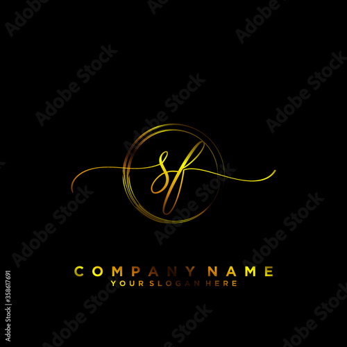 SF Initial handwriting logo vector	

