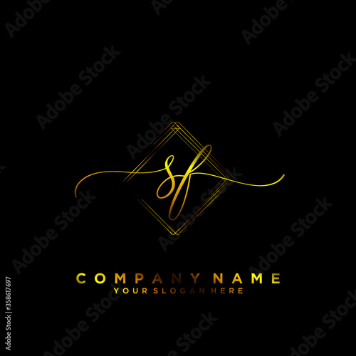 SF Initial handwriting logo vector	
