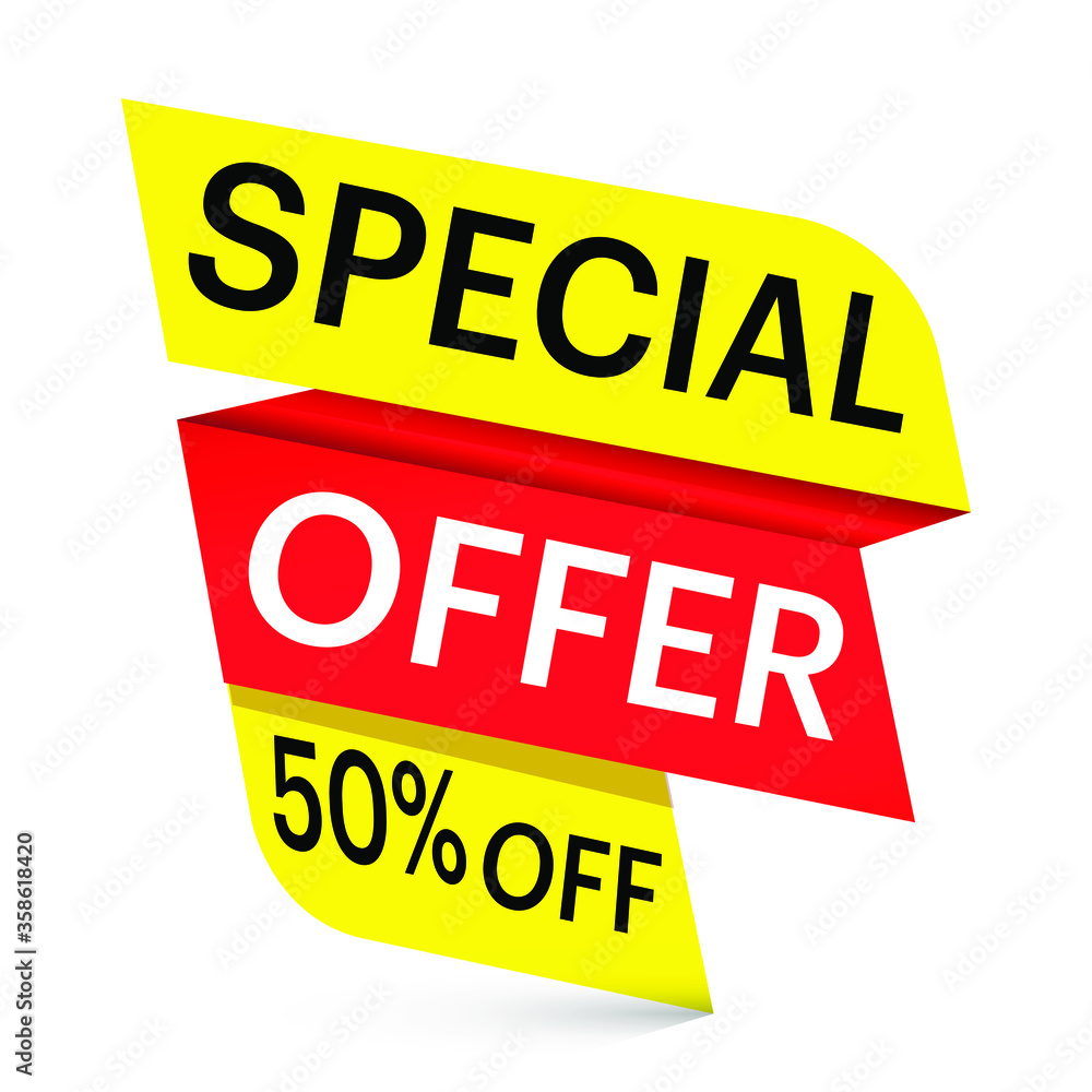 Special Offer 50% off sale banner in red and yellow colours - Vector Special Offer 50% off sale banner in red and yellow colours - Vector