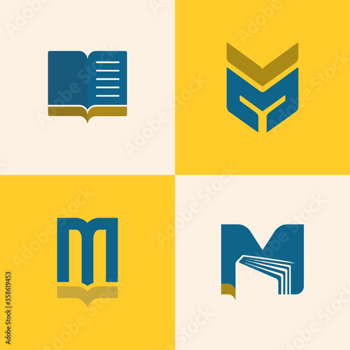 M letter logo for book store, publisher, or reading and writing communities