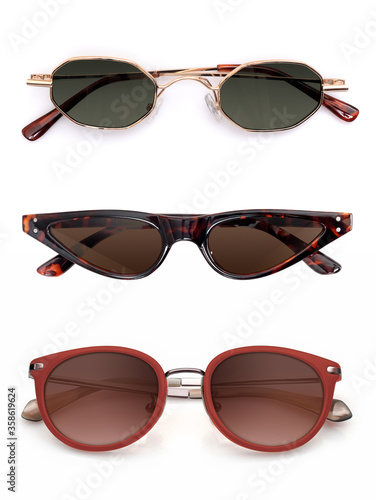 Set of sunglasses isolated on white background for applying on a portrait