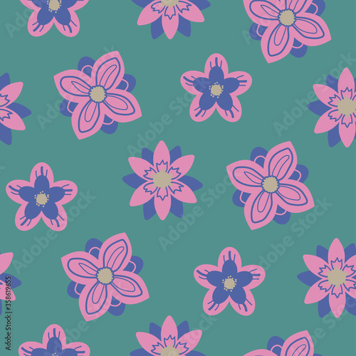 Abstract flowers botanical hand drawn texture for design. Vector organic motive seamless pattern.
