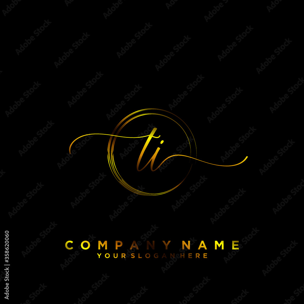 TI Initial handwriting logo vector TI Initial handwriting logo vector