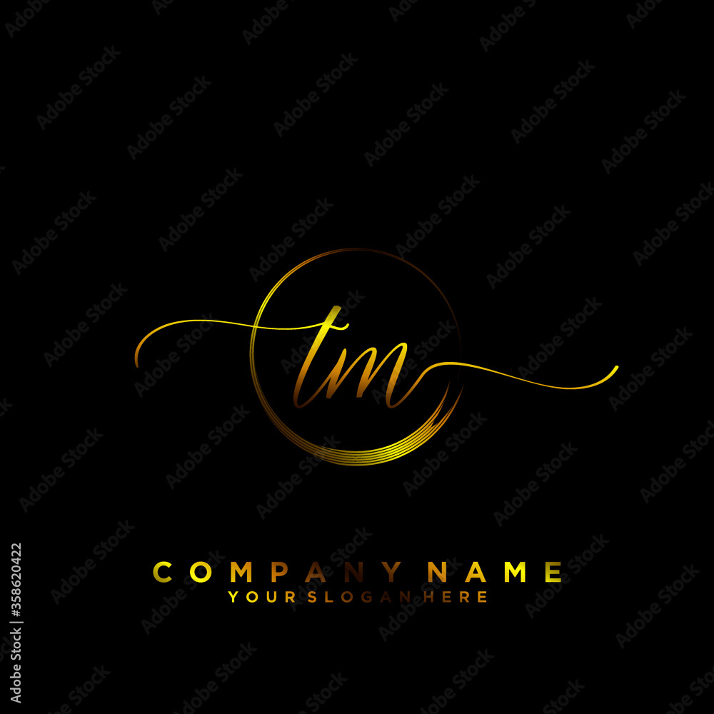 TM Initial handwriting logo vector TM Initial handwriting logo vector