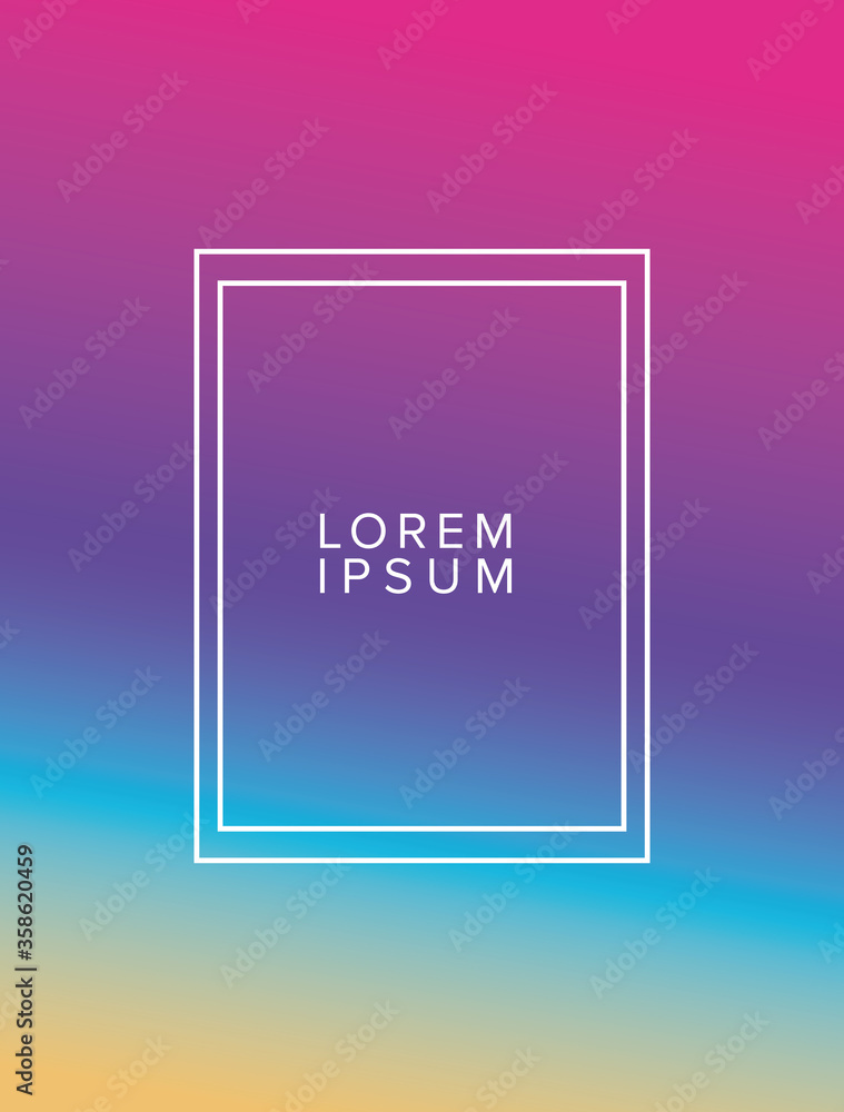Colorful gradient background with frame and place for text, Abstract texture art and wallpaper theme Vector illustration