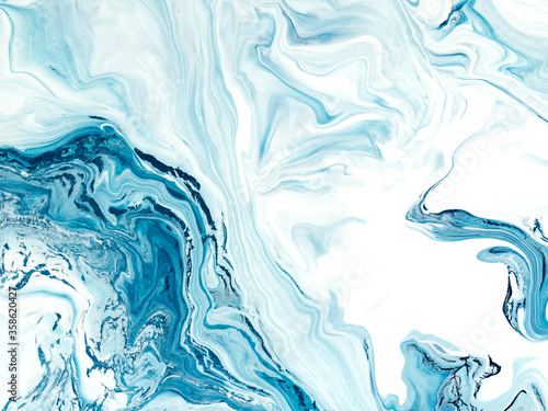 Fotografie Blue wave, creative abstract hand painted background, marble texture