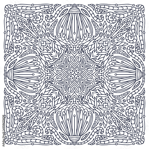 Mandala art design. Coloring book page. Hand drawn mandala for interior print