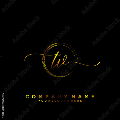 TV Initial handwriting logo vector