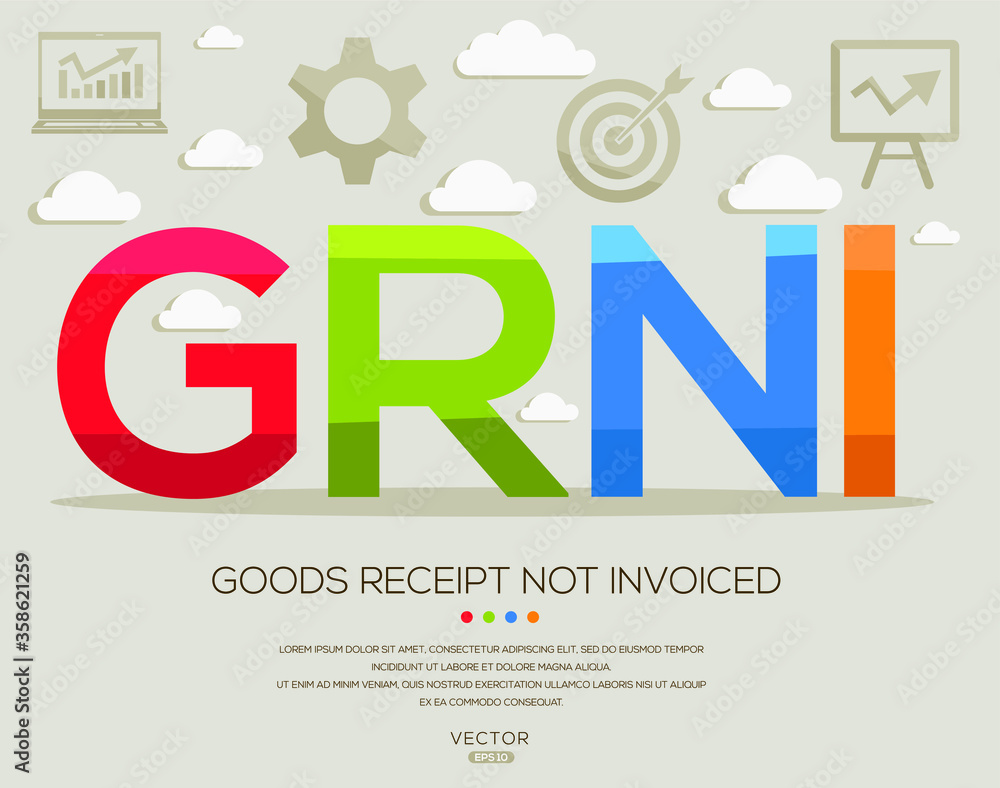 Fototapeta premium grni mean (goods receipt not invoiced) ,letters and icons,Vector illustration.