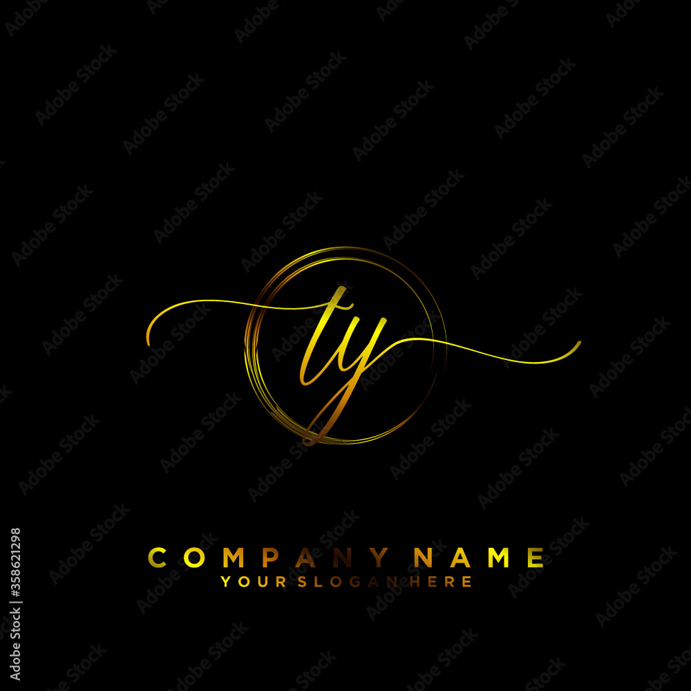 TY Initial handwriting logo vector