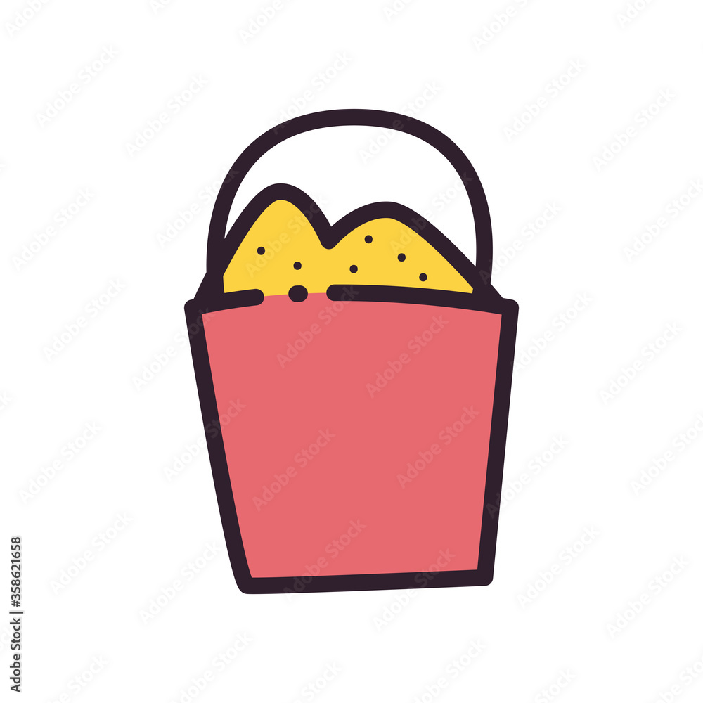 Sand bucket fill and line style icon vector design