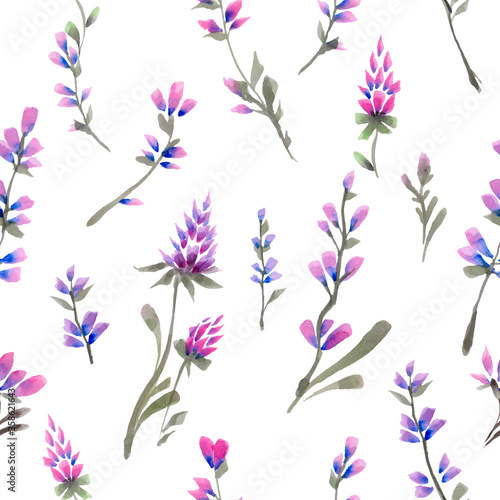 Watercolor pink flowers pattern