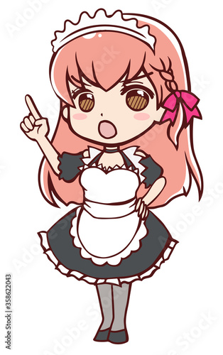 注意するアニメ風のメイドさん