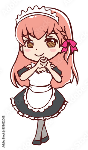 お願いするアニメ風のメイドさん