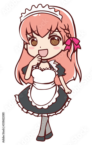 恥ずかしくなるアニメ風のメイドさん