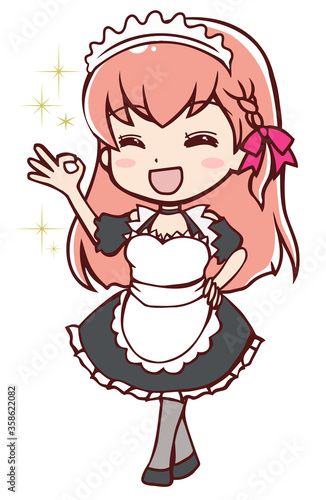 バッチグーなアニメ風のメイドさん