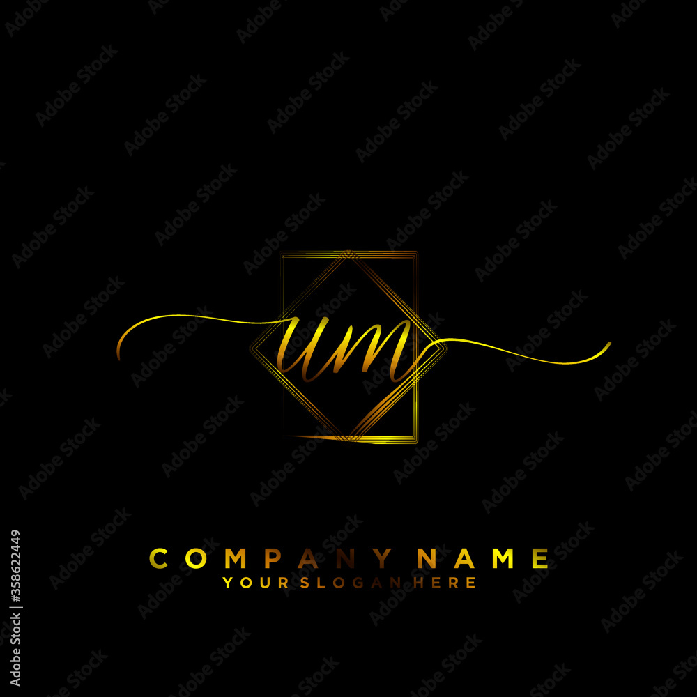 UM Initial handwriting logo vector UM Initial handwriting logo vector