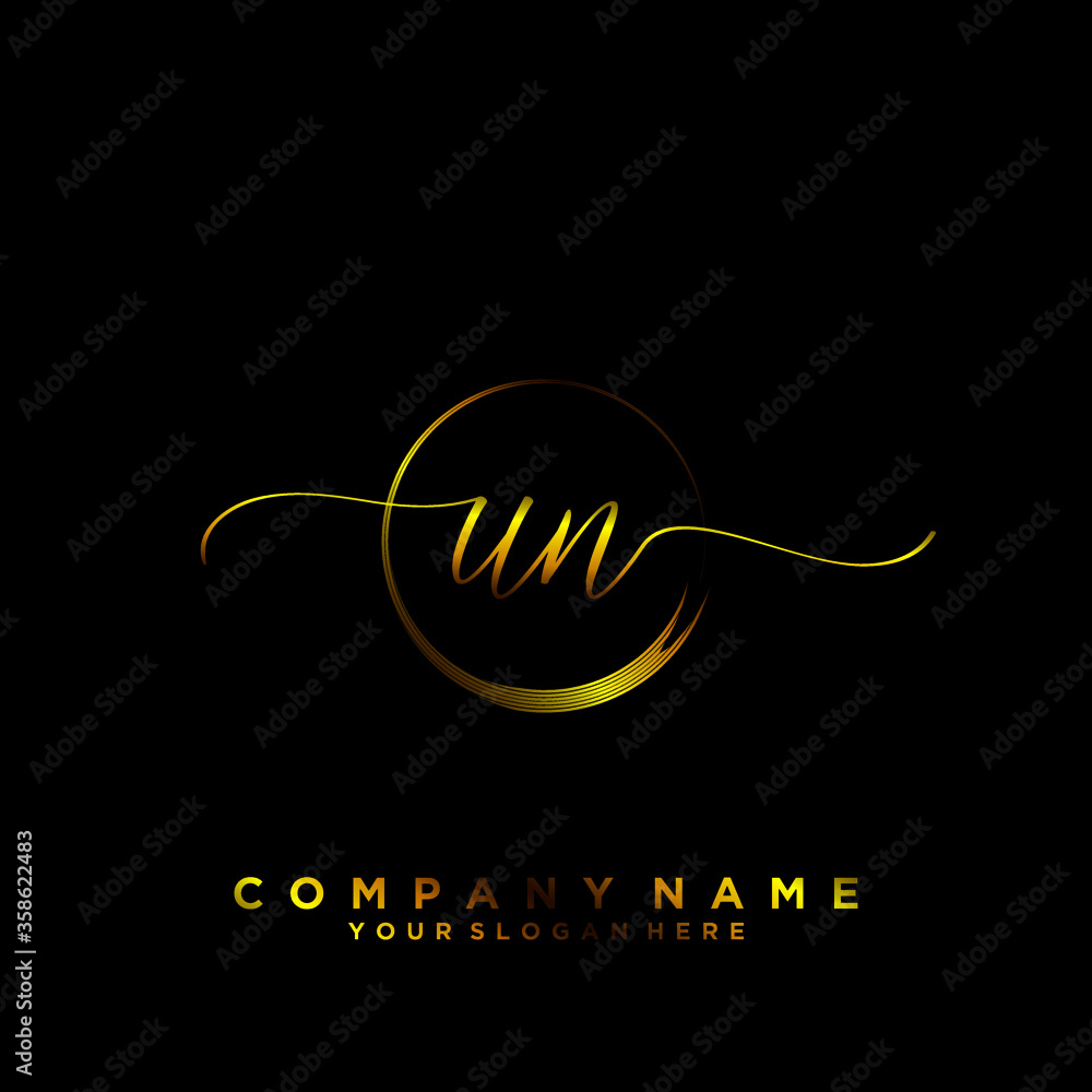 UN Initial handwriting logo vector UN Initial handwriting logo vector