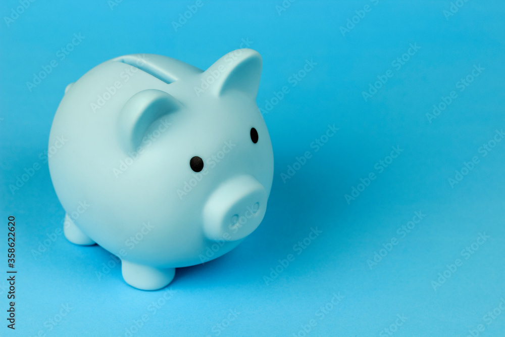piggy bank in the form of a pig on a blue background piggy bank in the form of a pig on a blue background