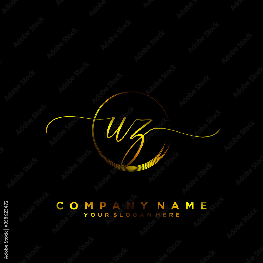 UZ Initial handwriting logo vector UZ Initial handwriting logo vector