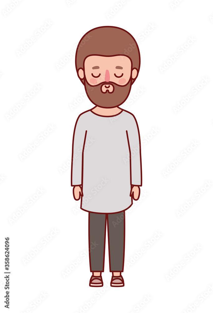 Avatar man cartoon with beard and brown hair design, Boy male person people human social media and portrait theme Vector illustration Avatar man cartoon with beard and brown hair design, Boy male person people human social media and portrait theme Vector illustration