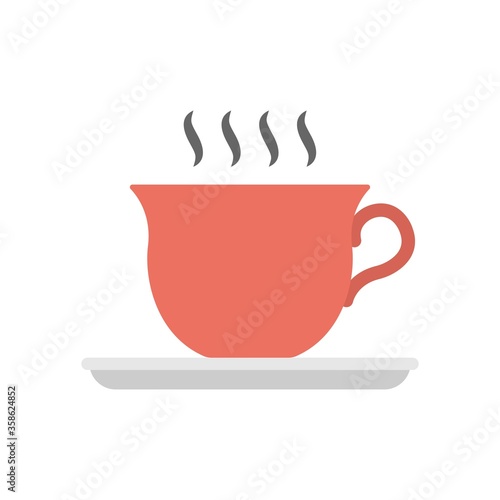 A cup of coffee or hot tea icon in flat design style. Coffee mug sign.