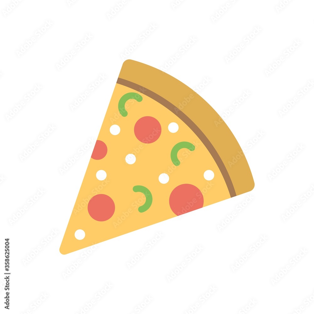Pizza slice icon in flat design style. Fast food sign. Pizza slice icon in flat design style. Fast food sign.