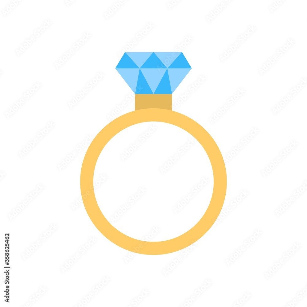 Engagement or wedding ring with diamond. Marriage proposal sign. Flat icon illustration. Engagement or wedding ring with diamond. Marriage proposal sign. Flat icon illustration.