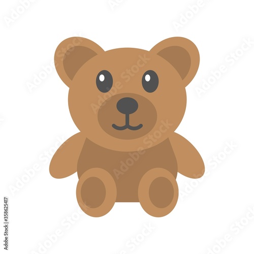 Toy bear icon in flat design style isolated on white background.