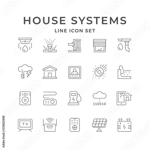 Set line icons of house systems