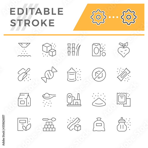 Set line icons of sugar