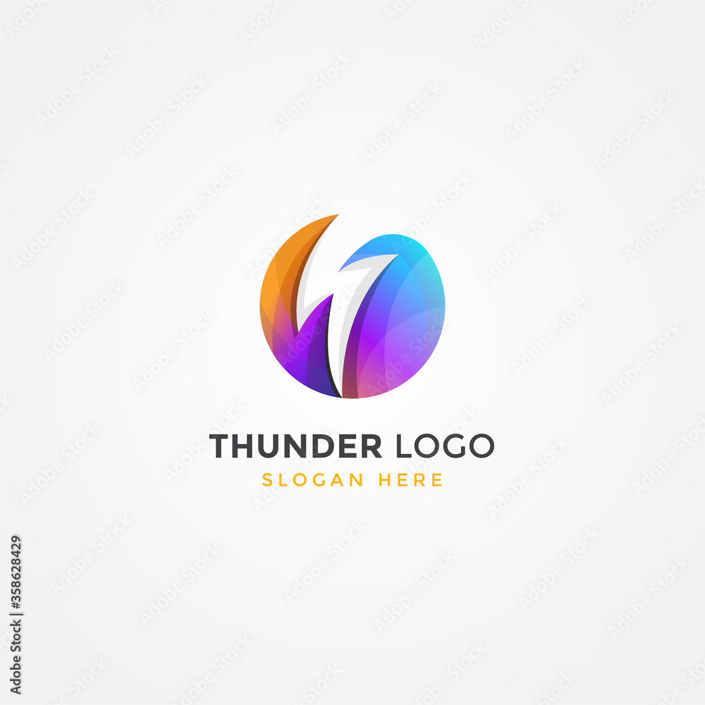 Gradient colorful Thunder logo design Gradient colorful Thunder logo design