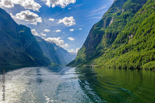 Fototapeta Naklejka Na Ścianę i Meble -  It's Sognefjord, the largest fjord in Norway. It stretches 205 kilometres