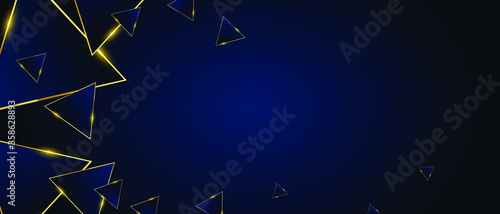 Abstract triangles pattern luxury dark blue with gold vector background