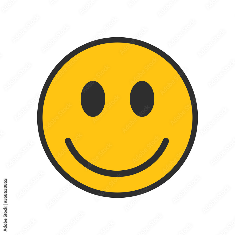 Yellow smiley face. Happy smile for your design. Laughter flat vector icon. Yellow smiley face. Happy smile for your design. Laughter flat vector icon.