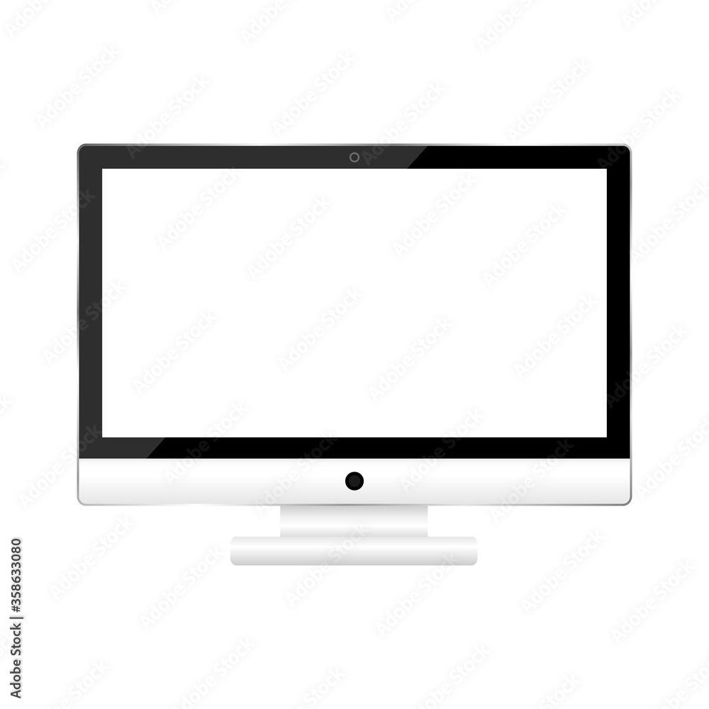 Computer realistic display vector illustration. Empty screen computer monitor in flat style. Monitor technology icon. Computer realistic display vector illustration. Empty screen computer monitor in flat style. Monitor technology icon.