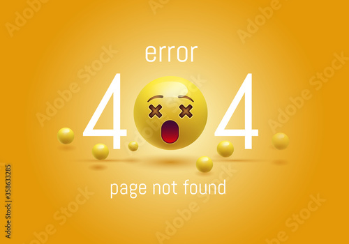 404 connection error. Abstract yellow background with smiley face, Emoticon, Emoji . Sorry, page not found. vector illustration. EPS 10.