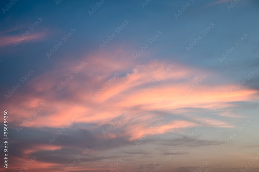 Colorful cluster cloud in blue sky