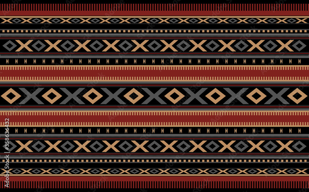 Gold Red And Black Detailed Traditional Sadu Fabric Motif - obrazy, fototapety, plakaty 