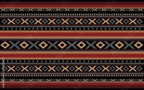 Gold Red And Black Detailed Traditional Sadu Fabric Motif
