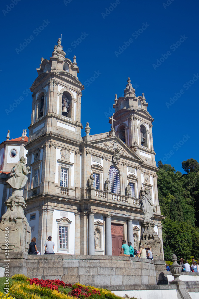Facade of Bom Jesus sanctuary in Braga