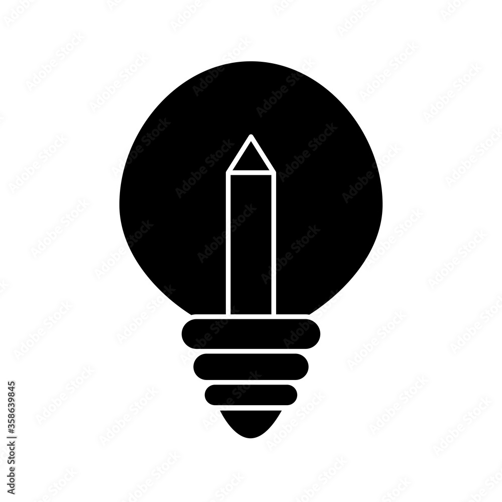 light bulb with pencil silhouette style icon design, Innovation idea and creativity theme Vector illustration light bulb with pencil silhouette style icon design, Innovation idea and creativity theme Vector illustration