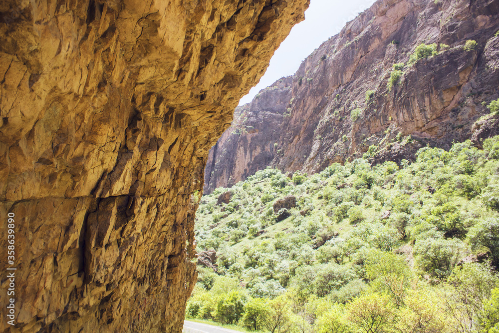 red rocks of a cave