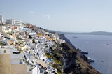 View of Thira on Santorini and the Aegean sea.