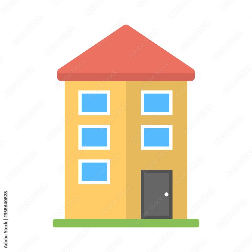 Family planned residential building icon in flat design style.