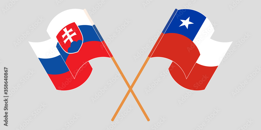 Crossed and waving flags of Chile and Slovakia Crossed and waving flags of Chile and Slovakia