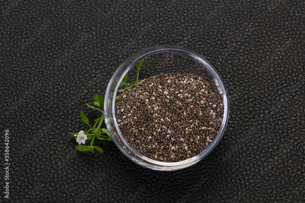 Dietary Chia seeds in the bowl Dietary Chia seeds in the bowl