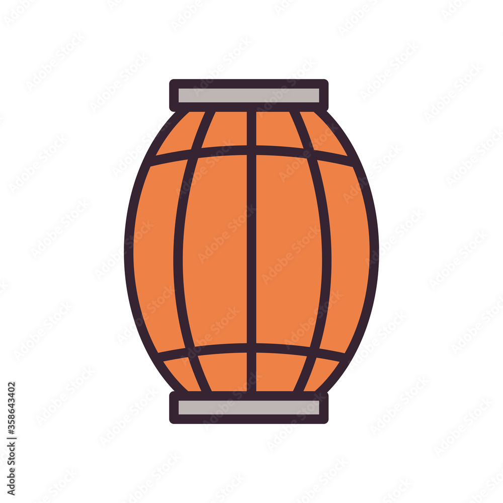 Beer wood barrel line and fill style icon vector design Beer wood barrel line and fill style icon vector design