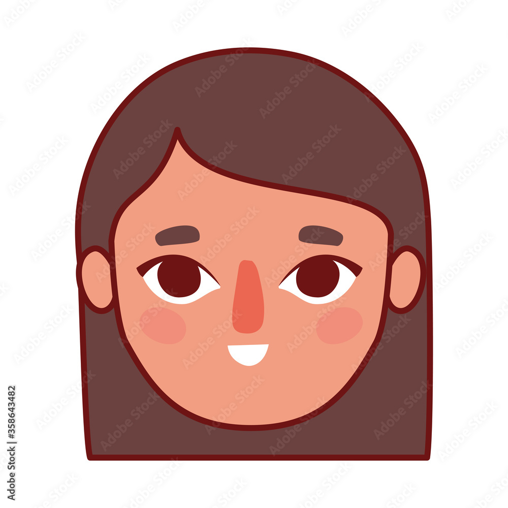 head woman cartoon with brown hair design, Girl female person people human and social media theme Vector illustration head woman cartoon with brown hair design, Girl female person people human and social media theme Vector illustration